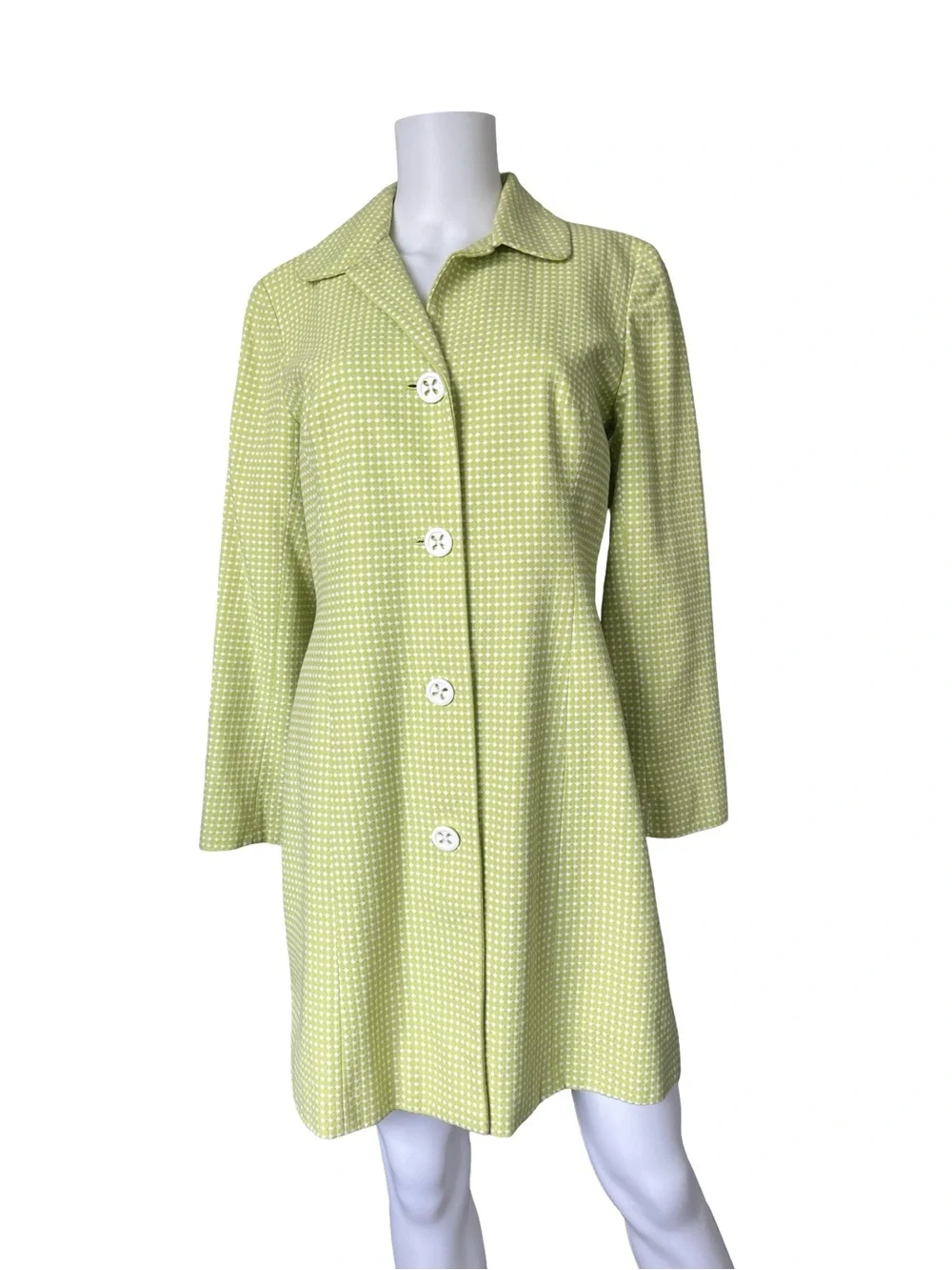 Vintage Depeche Mode Polka Dot Peacoat Lightweight Bright Green Womens Size 8